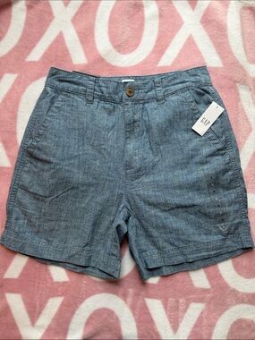 NWT Gap High-rise Chambray Girlfriend Khaki 5" Shorts, Women's 2 Blue